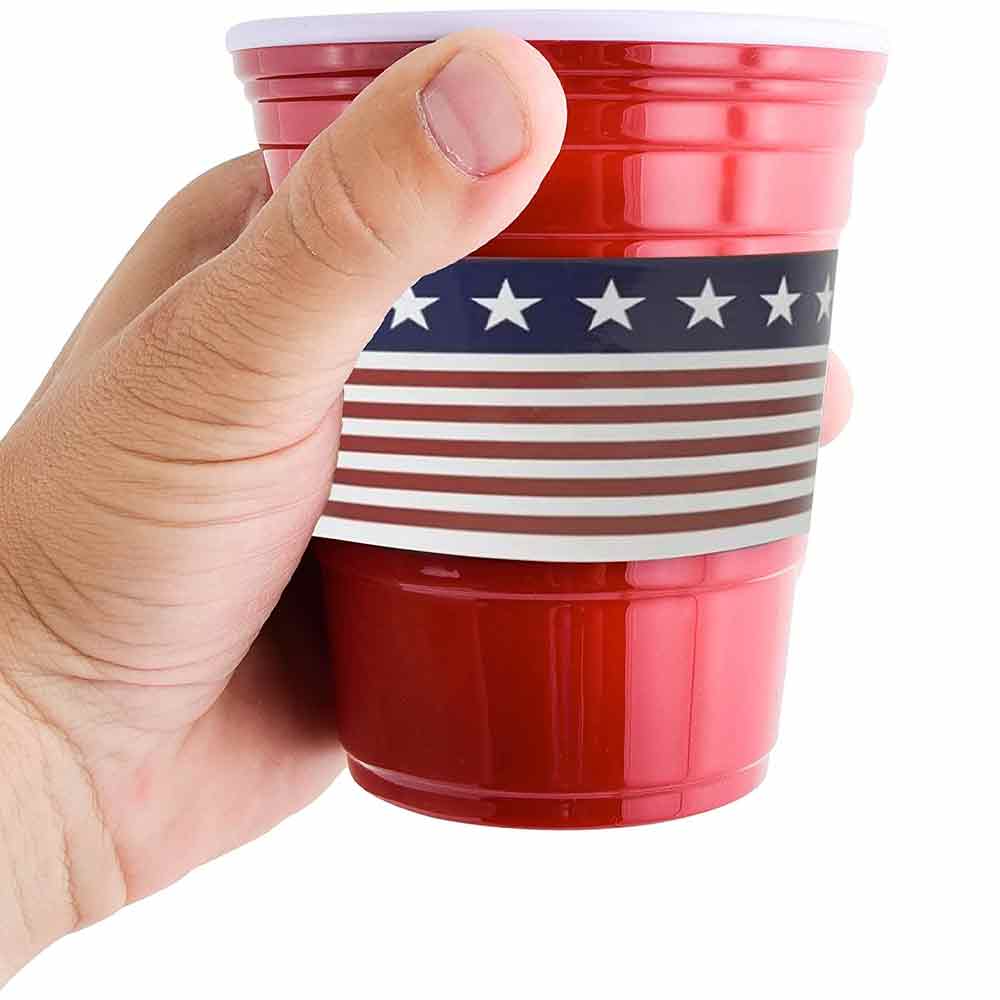 Red Cup Living - US Flag Cup with Removable/Reusable Label, 18 oz, Red