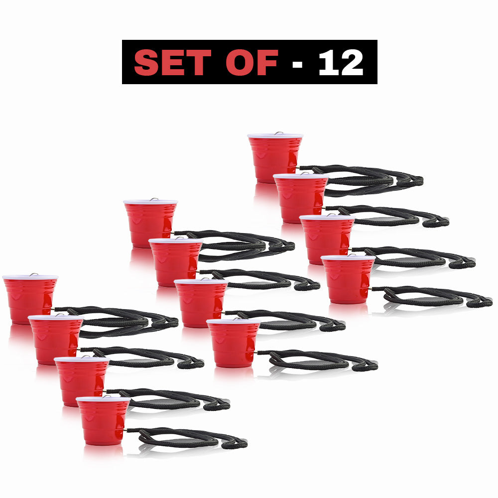 Red Plastic Shot Cup with Lanyard
