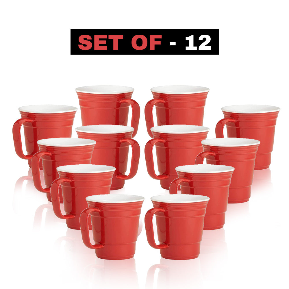 Ceramic Party Cup with Handle Red Solo Cup 12 oz. Reusable Eco Friendly