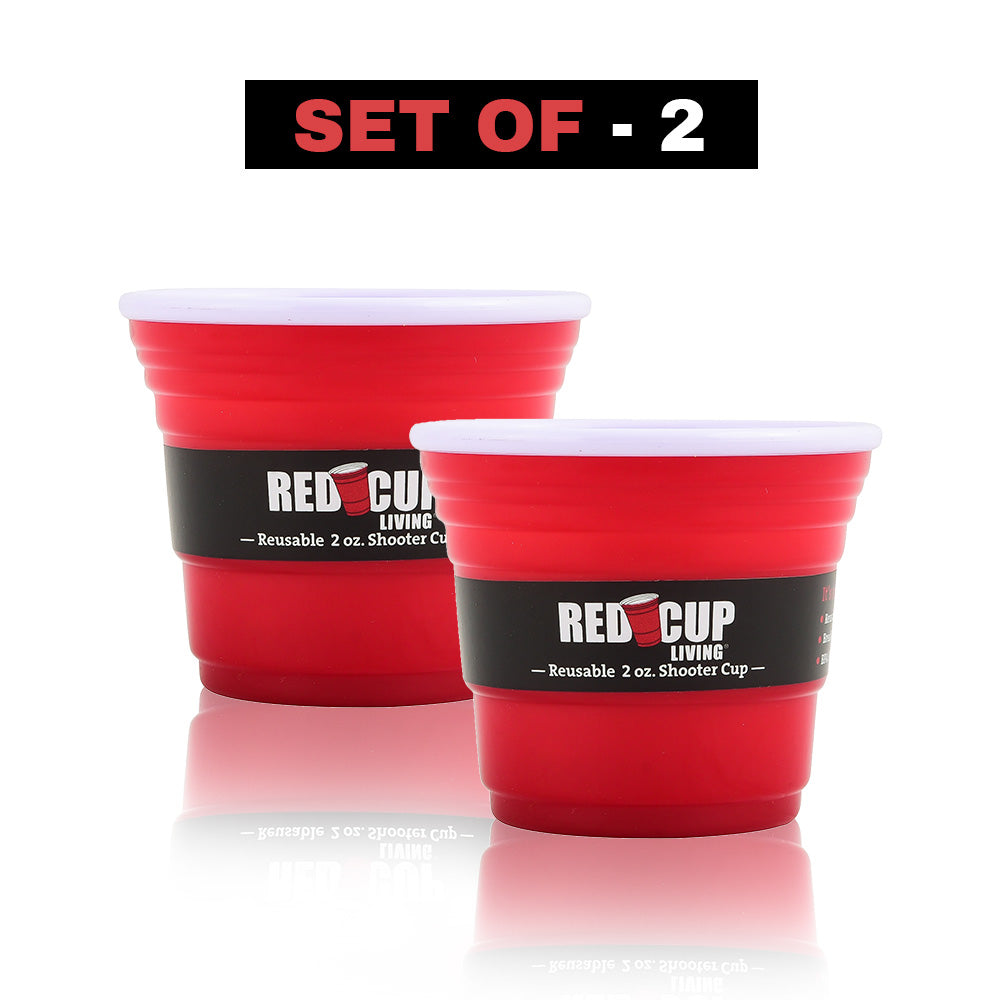 Red Cup Living Shot Glasses | Durable Glass Shooter Cups | Strong & Sturdy  Small Red Solo Cup | BPA Free, Eco Friendly Cups, Easy to Carry | Mini Red