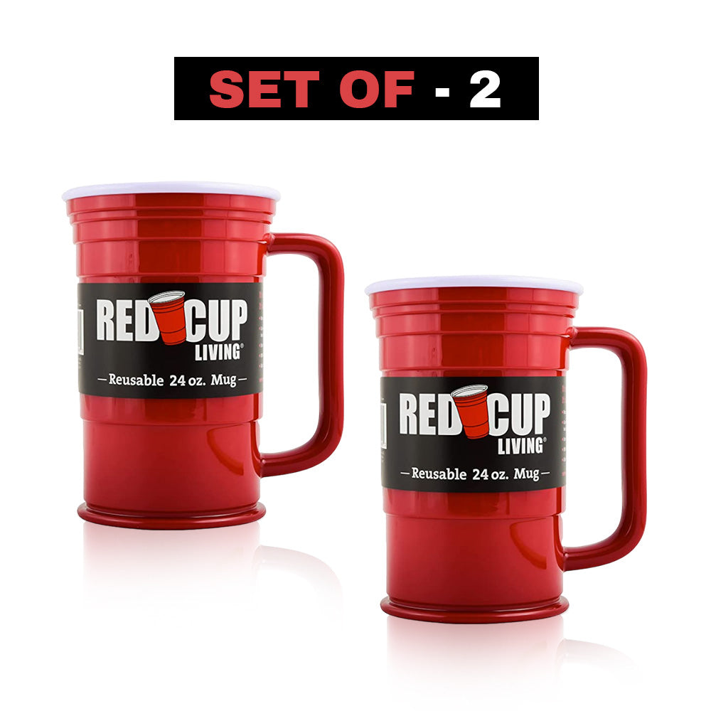 Red Cup Living Reusable Red Plastic Cups - 24 oz Party Cups With