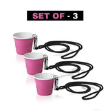 Reusable Pink Plastic Shot Cup with lanyard | unbreakable, BPA Free | Perfect for Parties, BBQs & Outings