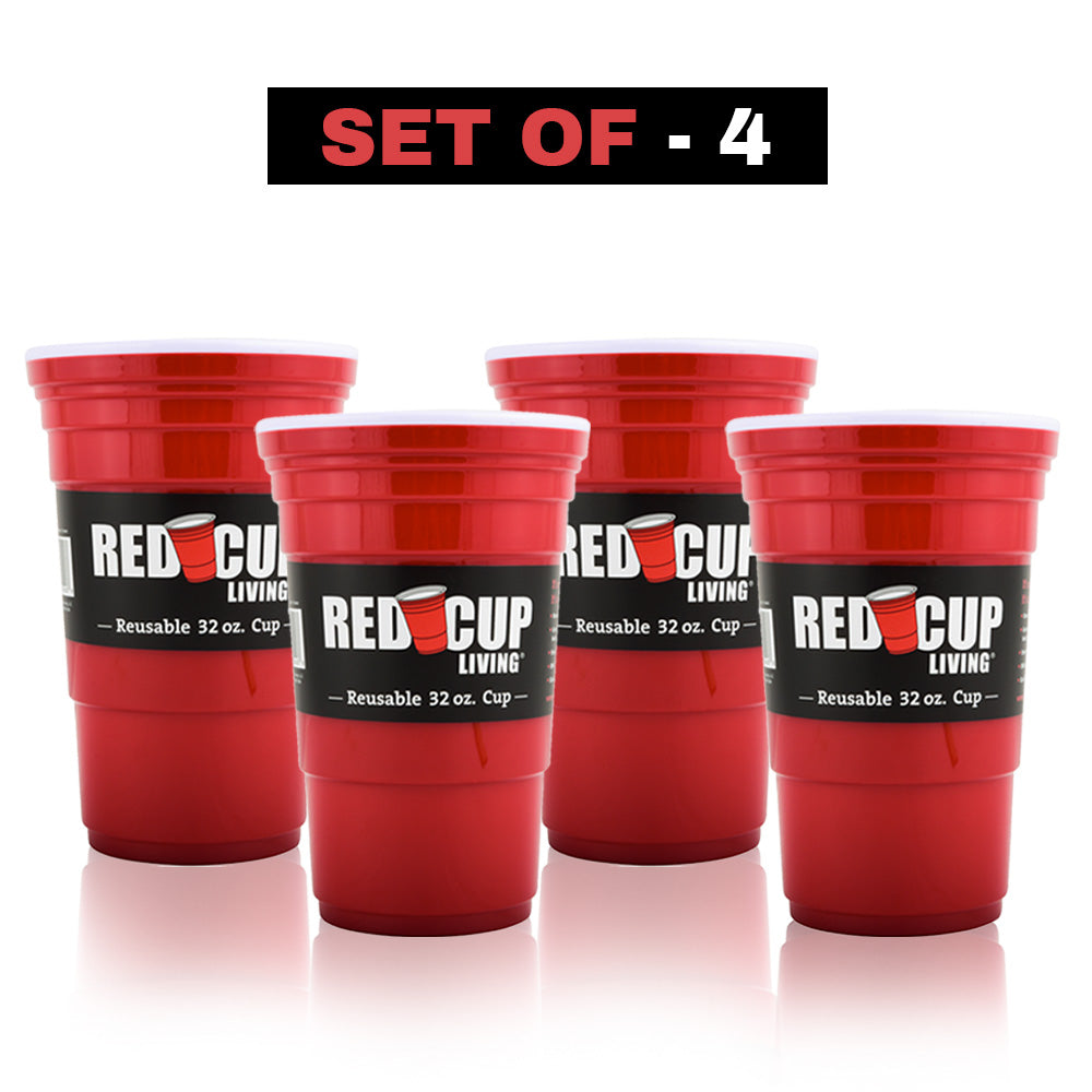 32oz Reusable Party Cup | Unbreakable & BPA Free | Perfect for Parties,  Camping & Outdoors - Set of 4