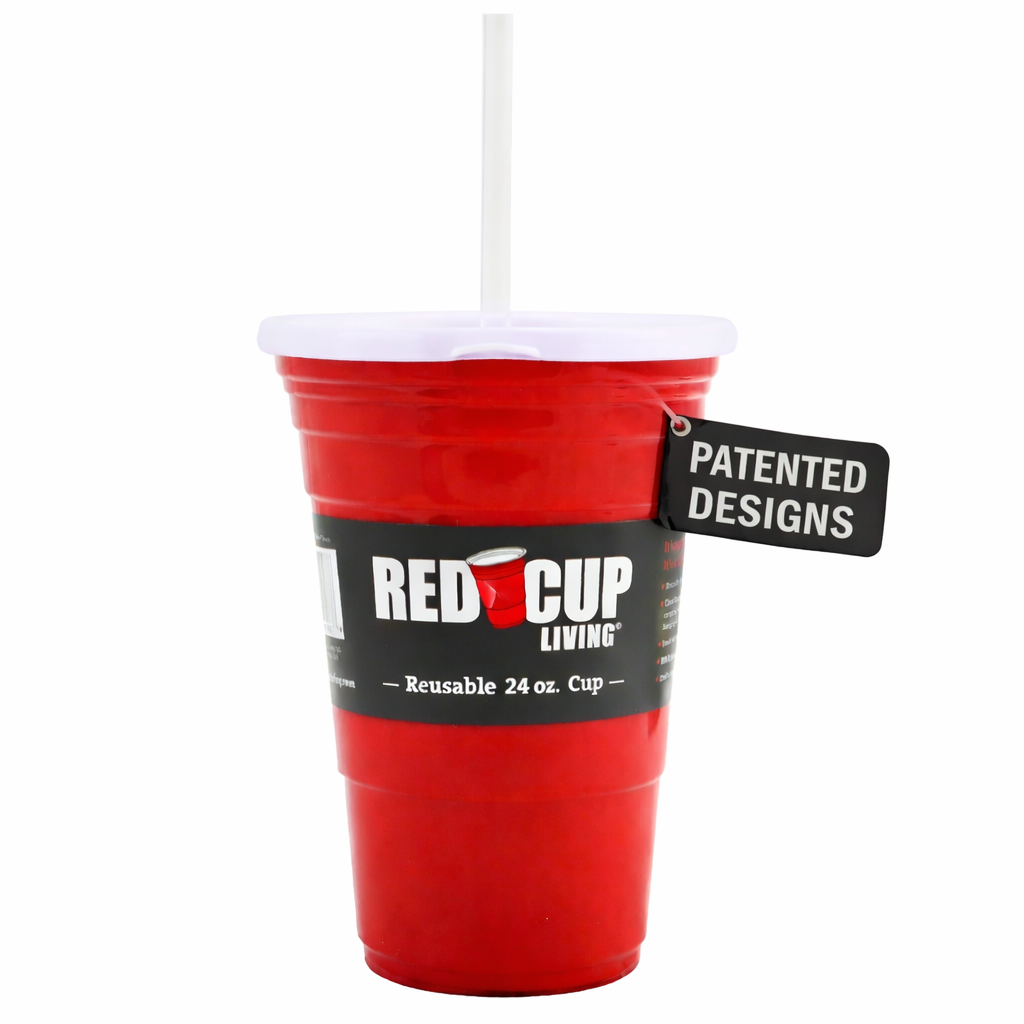 24oz Party Cups & Lids w/ Straws