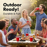 Reusable Red Plastic Shot Cup With Lanyard | Unbreakable, BPA Free | Perfect for Parties, BBQs & Outings