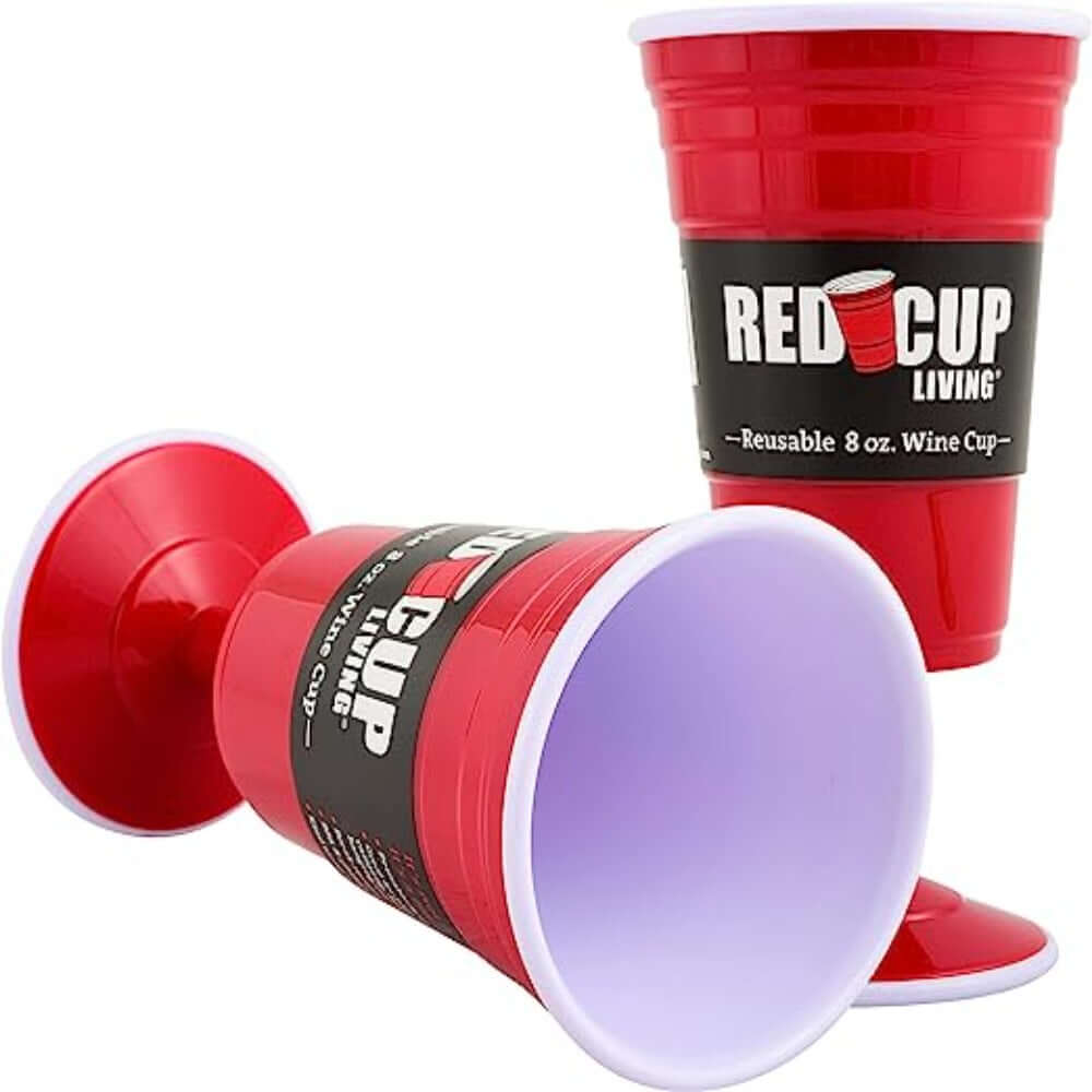 8oz Reusable Red Plastic Wine Cup Wine Glass Redcupliving