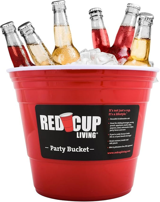 Reusable Red Party Ice Bucket | Strong, Unbreakable Cooler for Parties | Durable ABS plastic, BPA & Phthalates free | Perfect for Parties & Outdoors