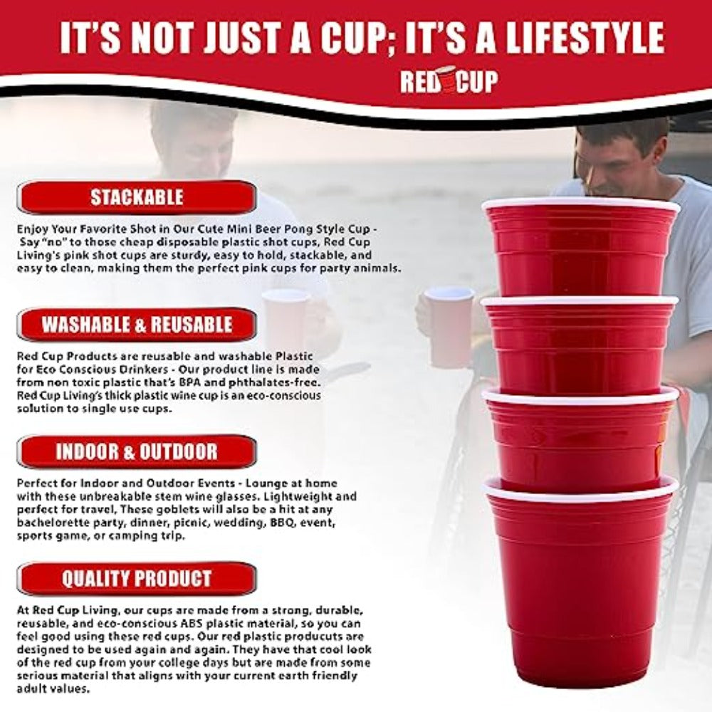 5oz Reusable Red Party Cups | Durable Plastic, BPA free | Perfect for Parties, Camping & Outdoors (Set of 4)