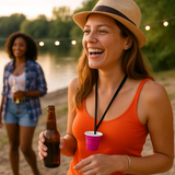 2oz Reusable Pink Plastic Shot Cup With Lanyard | unbreakable, BPA Free | Perfect for Parties, BBQs & Outings