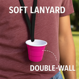 2oz Reusable Pink Plastic Shot Cup With Lanyard | unbreakable, BPA Free | Perfect for Parties, BBQs & Outings