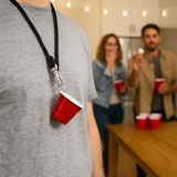 Reusable Red Plastic Shot Cup With Lanyard | Unbreakable, BPA Free | Perfect for Parties, BBQs & Outings
