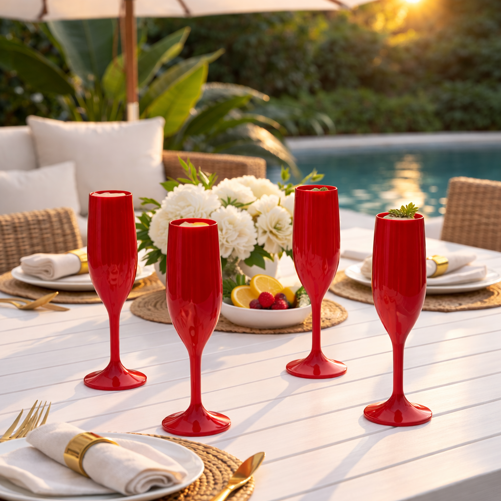 Red Cup Living-5 Oz Red Reusable Plastic Wine Cups with Stem | Shatterproof Goblets for Parties & Events | Dishwasher Safe Drinkware