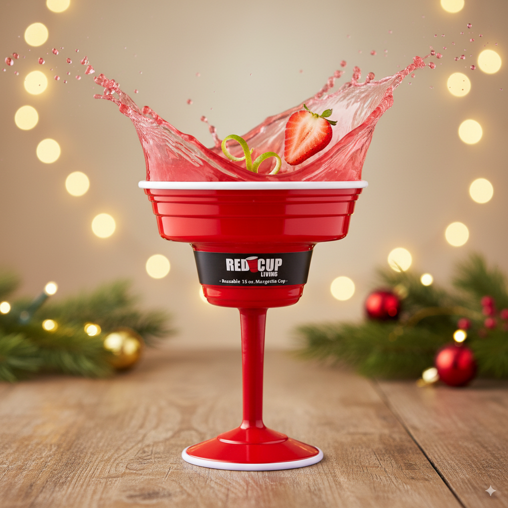 Reusable Plastic Red Margarita Party Cups | Durable ABS plastic, BPA and phthalates free | Perfect for Parties, Camping & Outdoors