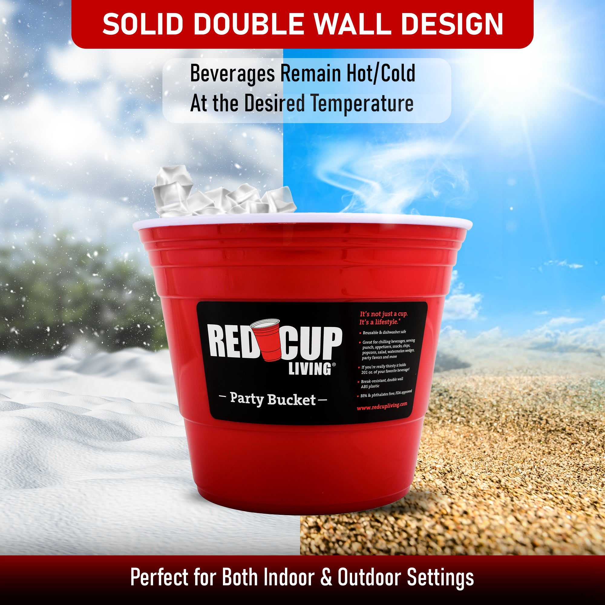 Ice Bucket with an easy-to-grip handle, perfect for outdoor events
