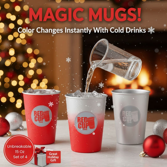 15 Oz Color Changing Cups ( Set of 4) , Unbreakable Easy to Clean, Stainless Aluminium