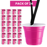 2oz Reusable Pink Plastic Shot Cup With Lanyard | unbreakable, BPA Free | Perfect for Parties, BBQs & Outings