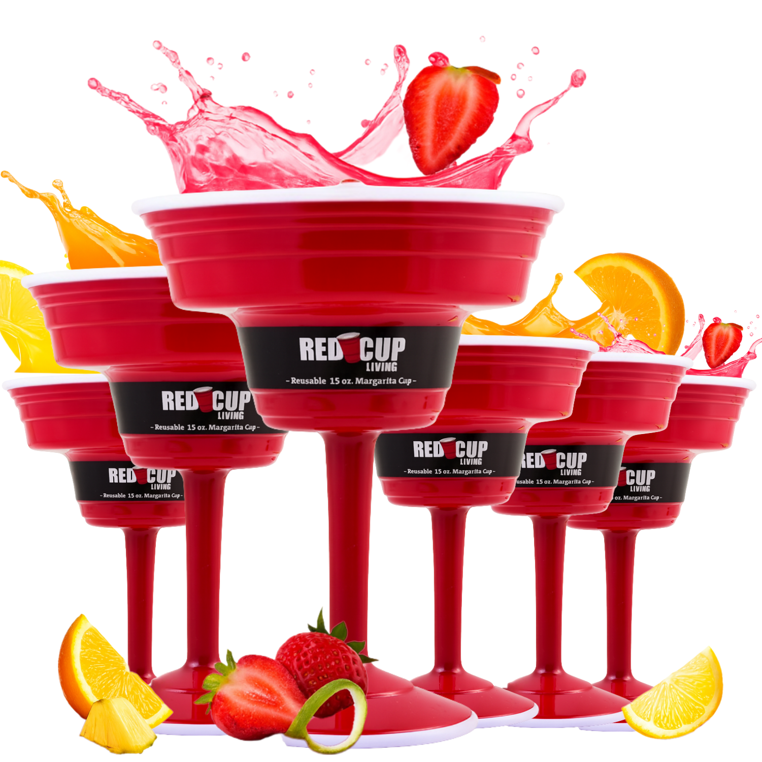 Reusable Plastic Red Margarita Party Cups | Durable ABS plastic, BPA and phthalates free | Perfect for Parties, Camping & Outdoors