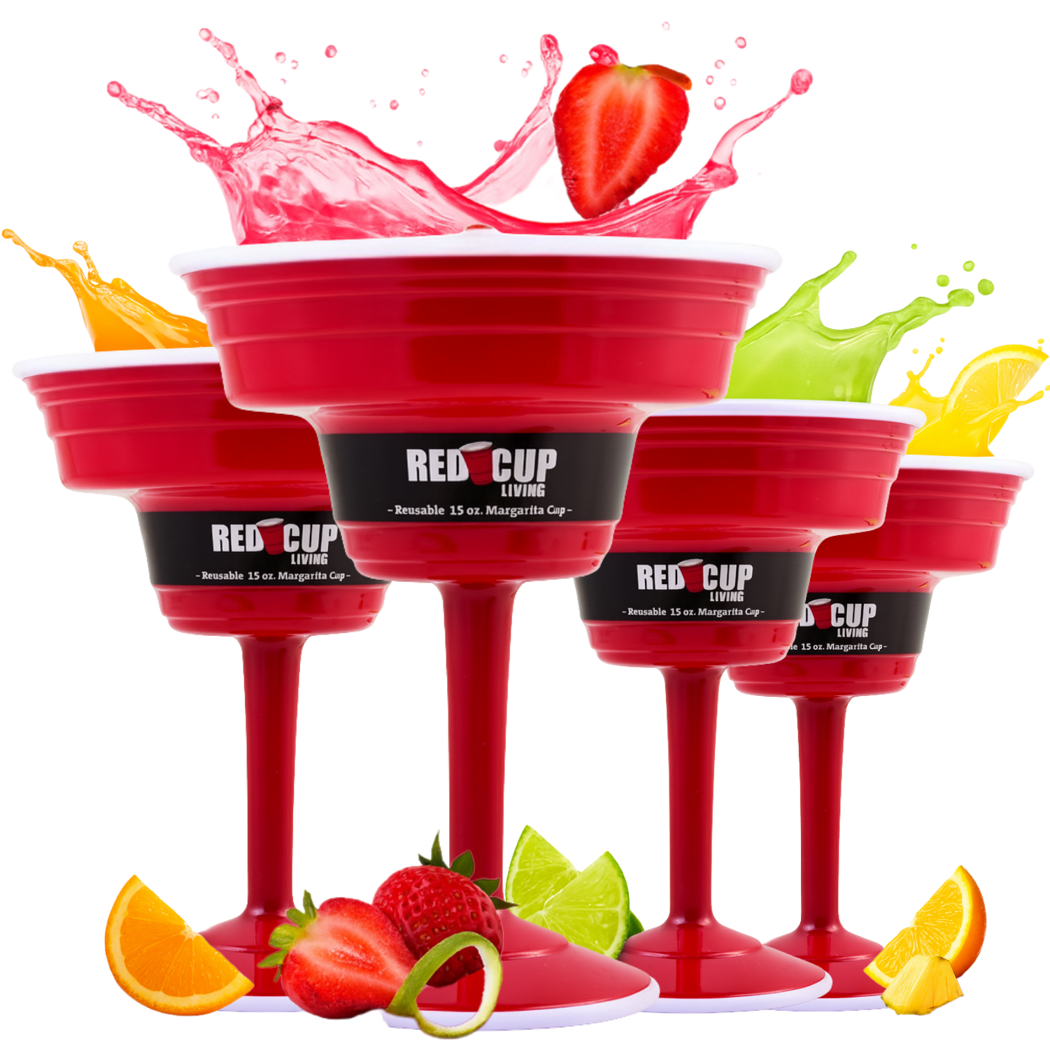 Reusable Plastic Red Margarita Party Cups | Durable ABS plastic, BPA and phthalates free | Perfect for Parties, Camping & Outdoors