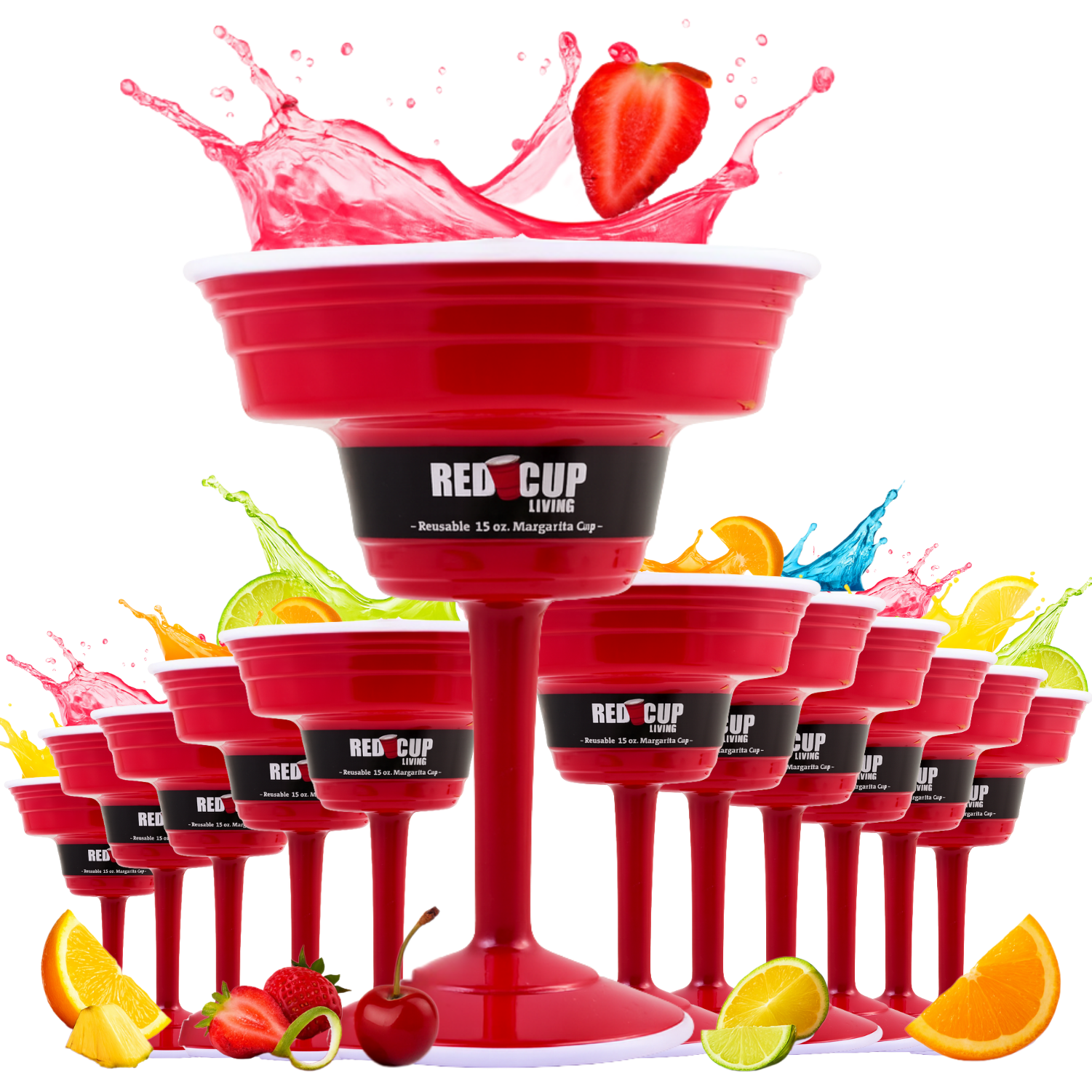 Reusable Plastic Red Margarita Party Cups | Durable ABS plastic, BPA and phthalates free | Perfect for Parties, Camping & Outdoors