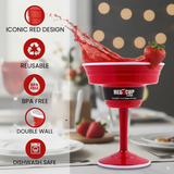 Reusable Plastic Red Margarita Party Cups | Durable ABS plastic, BPA and phthalates free | Perfect for Parties, Camping & Outdoors
