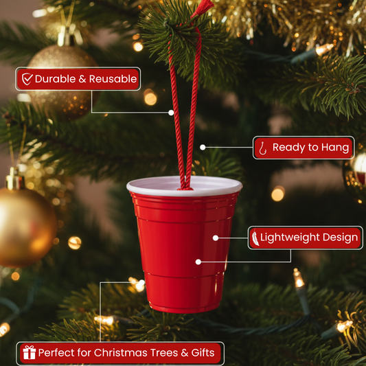Miniature Beverage Red Plastic Cup Ornaments for Christmas Tree Living Room Dining Room Party Decoration