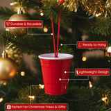 Miniature Beverage Red Plastic Cup Ornaments for Christmas Tree Living Room Dining Room Party Decoration