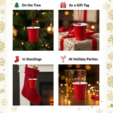 Miniature Beverage Red Plastic Cup Ornaments for Christmas Tree Living Room Dining Room Party Decoration