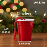 Miniature Beverage Red Plastic Cup Ornaments for Christmas Tree Living Room Dining Room Party Decoration