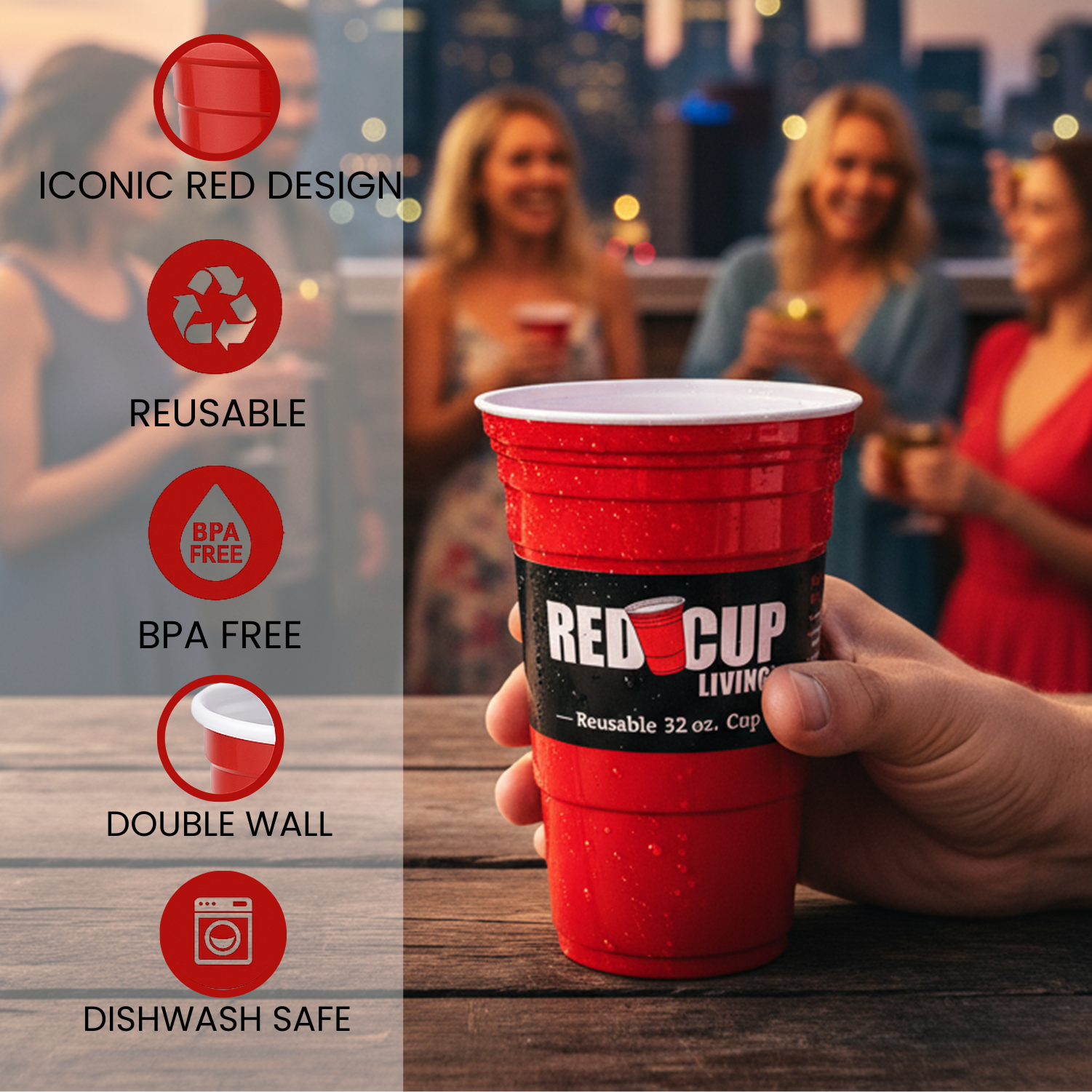 32oz Reusable Party Cup – Unbreakable & BPA-Free