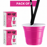 2oz Reusable Pink Plastic Shot Cup With Lanyard | unbreakable, BPA Free | Perfect for Parties, BBQs & Outings