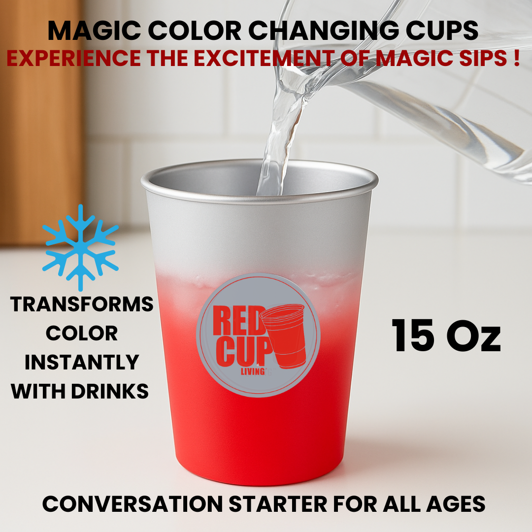 15 Oz Color Changing Cups ( Set of 4) , Unbreakable Easy to Clean, Stainless Aluminium