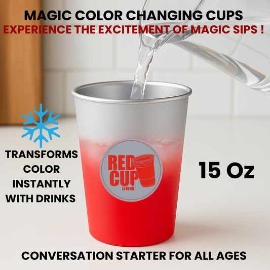 15 Oz Color Changing Cups ( Set of 4) , Unbreakable Easy to Clean, Stainless Aluminium