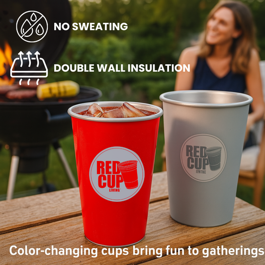 15 Oz Color Changing Cups ( Set of 4) , Unbreakable Easy to Clean, Stainless Aluminium