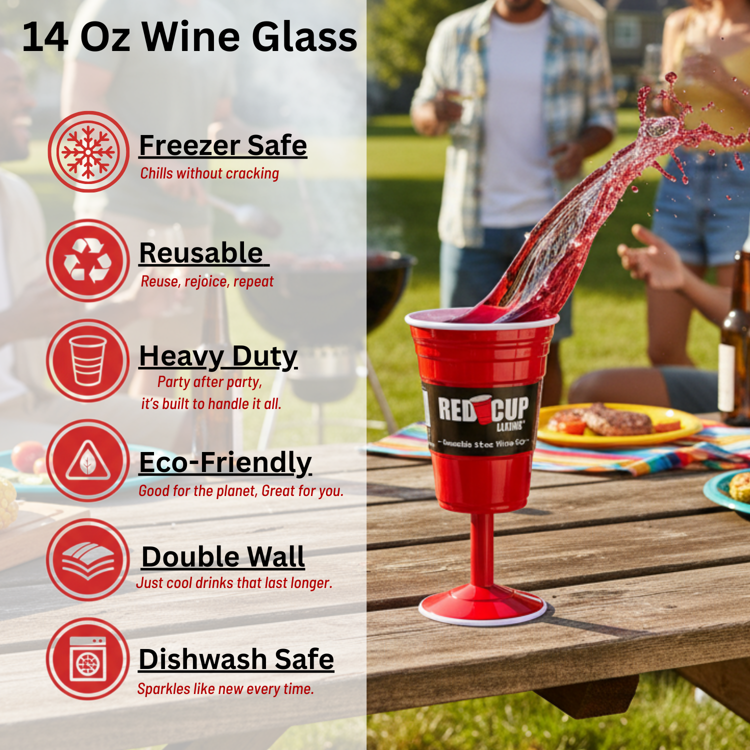14oz Reusable Plastic Wine Cup