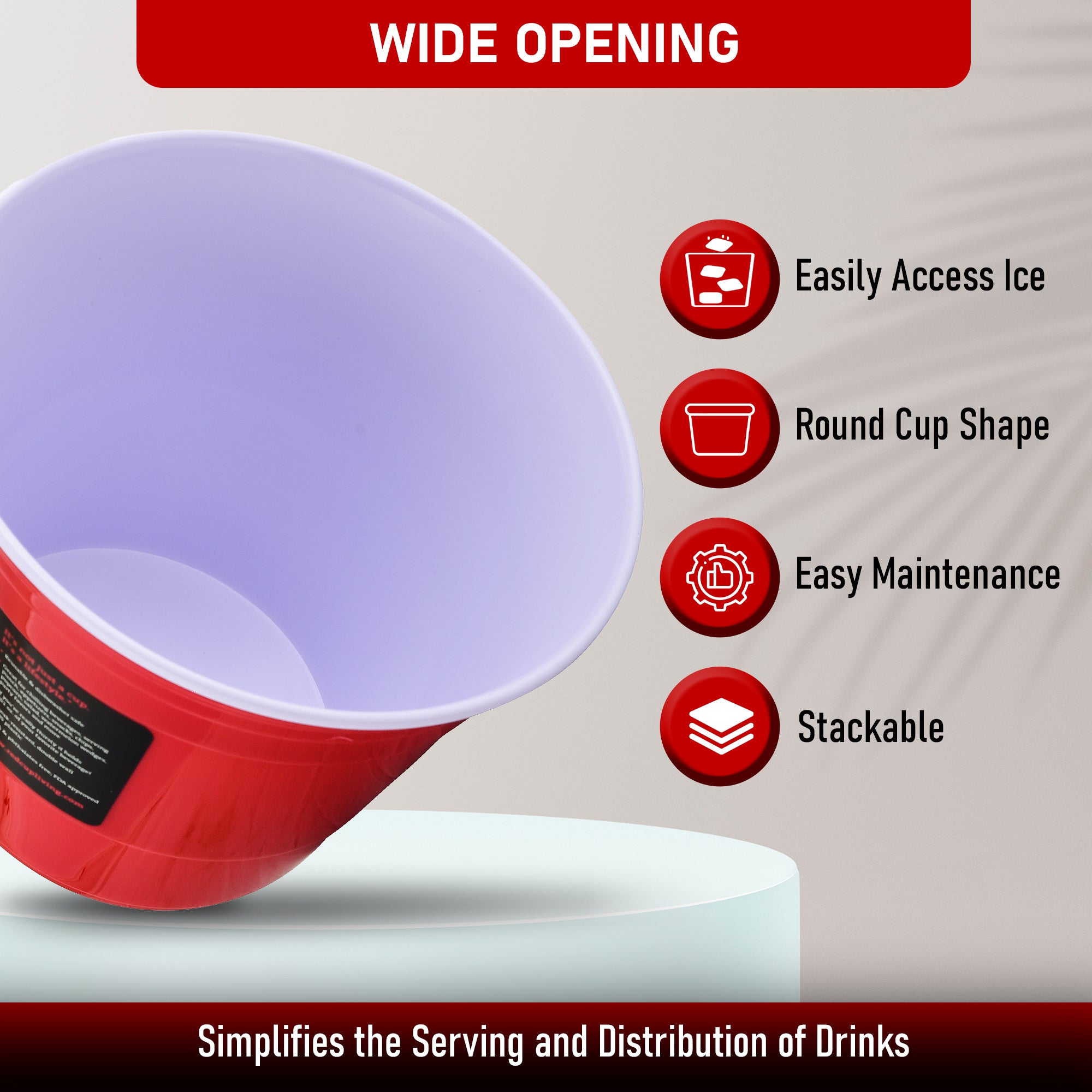 Lightweight and sturdy Red Party Ice Bucket