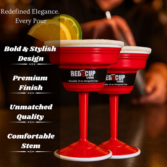 Reusable Plastic Red Margarita Party Cups | Durable ABS plastic, BPA and phthalates free | Perfect for Parties, Camping & Outdoors