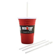 24oz Reusable Red Party Cups & Lids w/ Straws