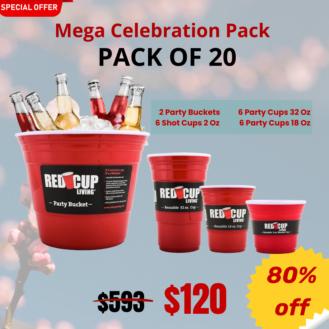 Mega Celebration Pack, 2Party Bucket & Pack Of 6 32 Oz, 18 Oz, Shot Cup (4050)