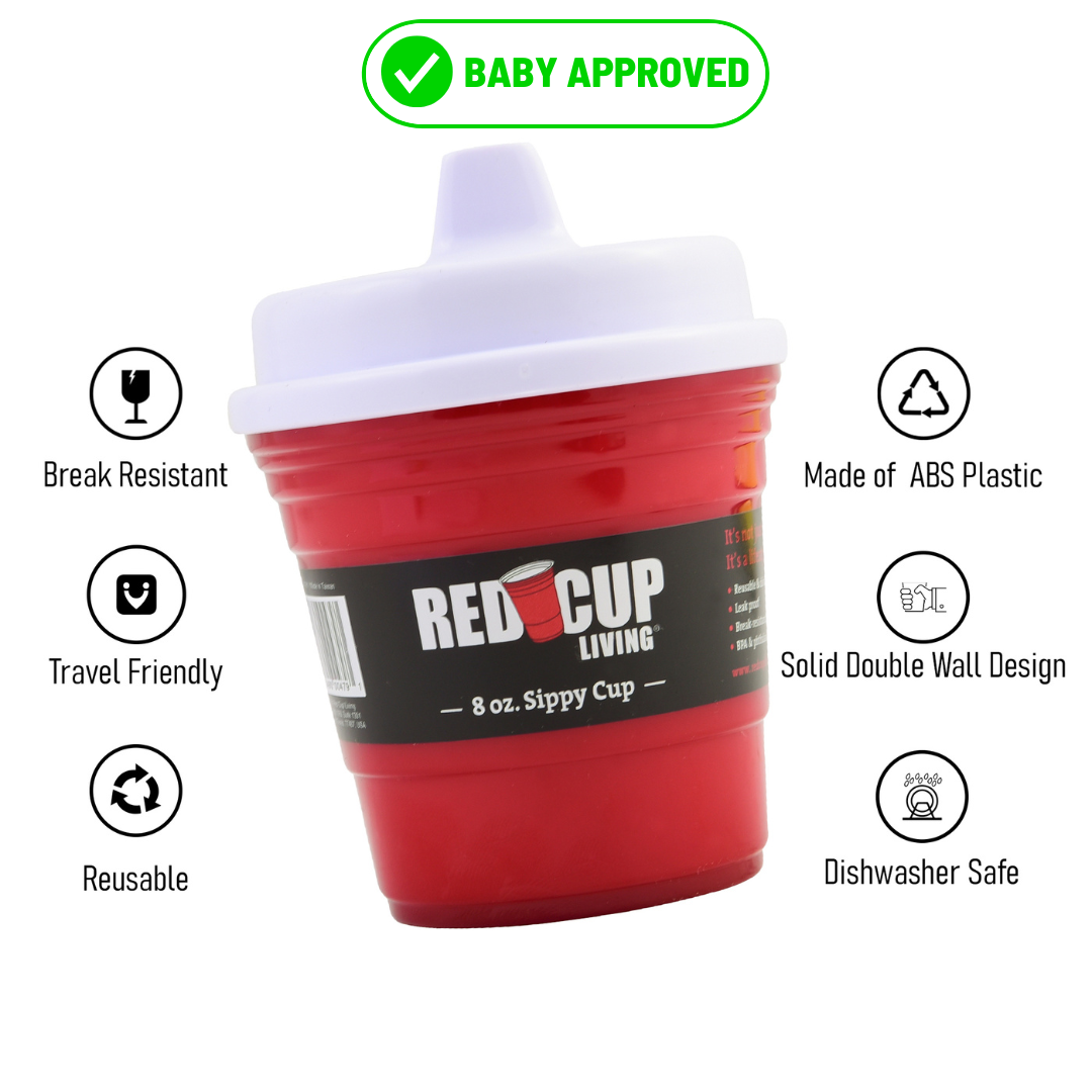 Red Cup Living 8oz Baby Trainer Sippy Cups – BPA-Free, Phthalate-Free, Leak-Proof & Durable Toddler Cups for Safe Travel & Home Use – Dishwasher Safe