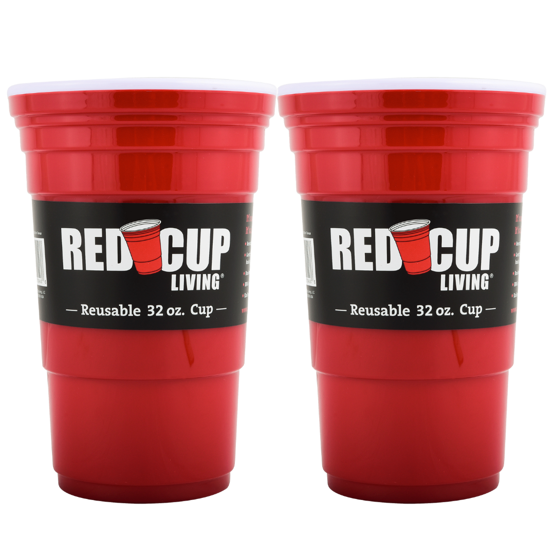 Reusable Red Party 32oz Cup | Strong, Unbreakable, Leakproof tumbler | Durable ABS plastic, BPA Free | Perfect for parties, camping & Outdoors