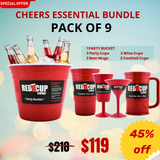 Cheers Essential Bundle 2Beer Mug, 2Wine Cup, 32 Oz, 2Cocktail Cup, & 1Party Bucket