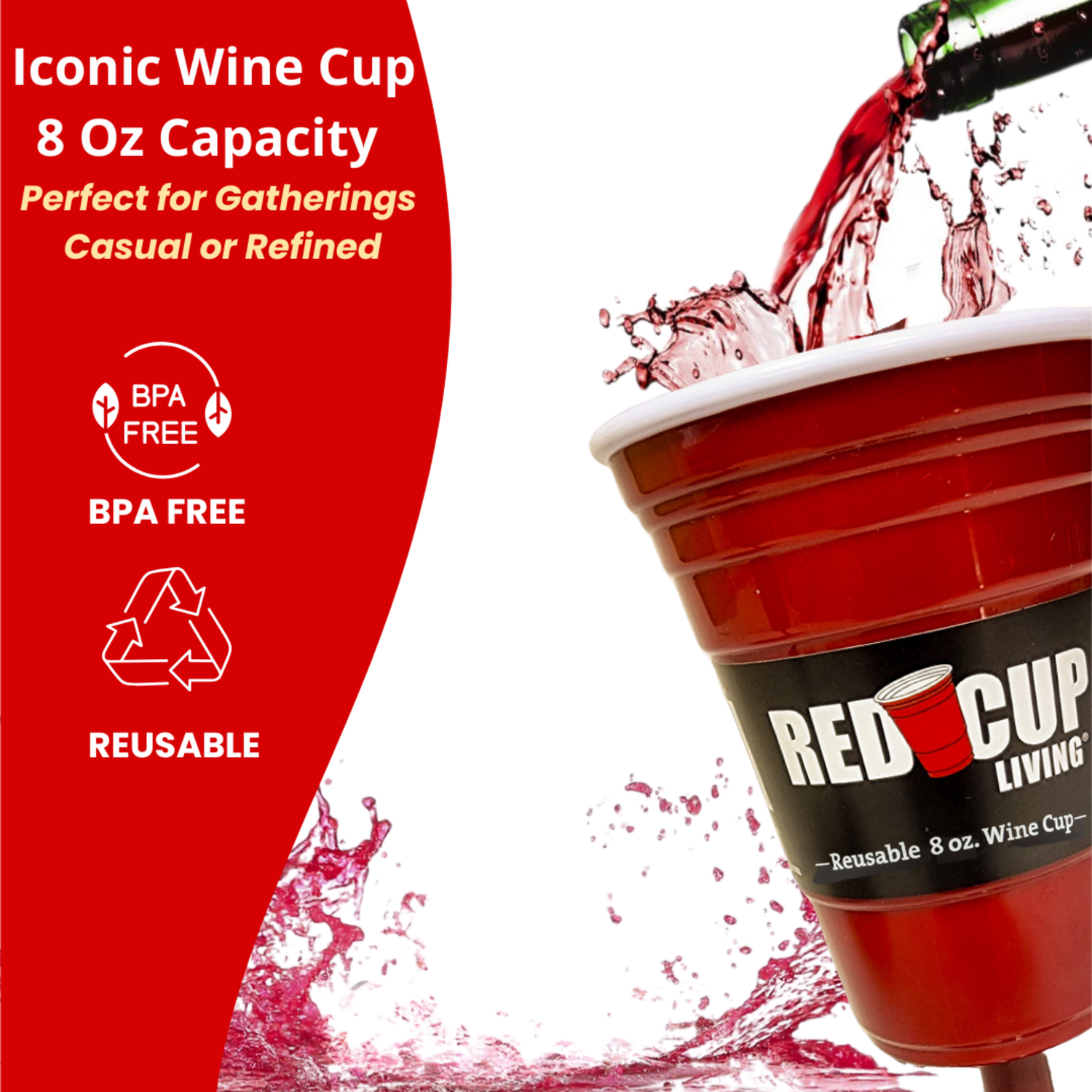 Reusable Plastic 8oz Wine Cup