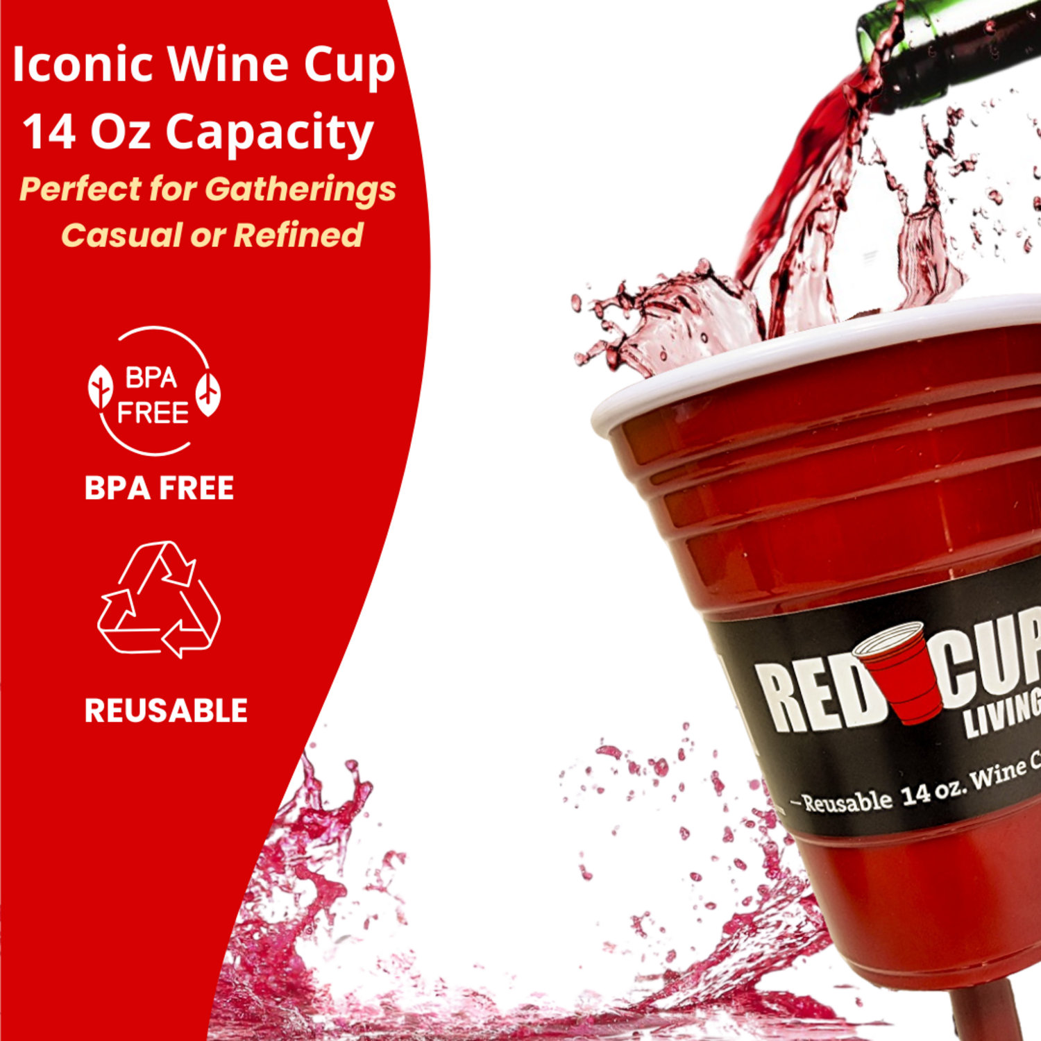 14oz Reusable Plastic Wine Cup