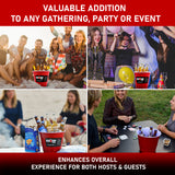 Red Party Ice Bucket shaped like a giant red cup, ideal for holding ice and drinks at parties & outdoor