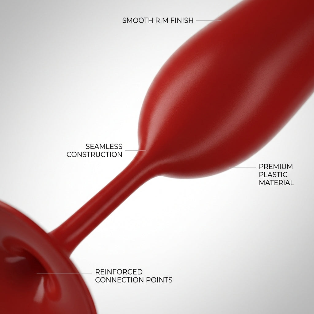 Red Cup Living-5 Oz Red Reusable Plastic Wine Cups with Stem | Shatterproof Goblets for Parties & Events | Dishwasher Safe Drinkware