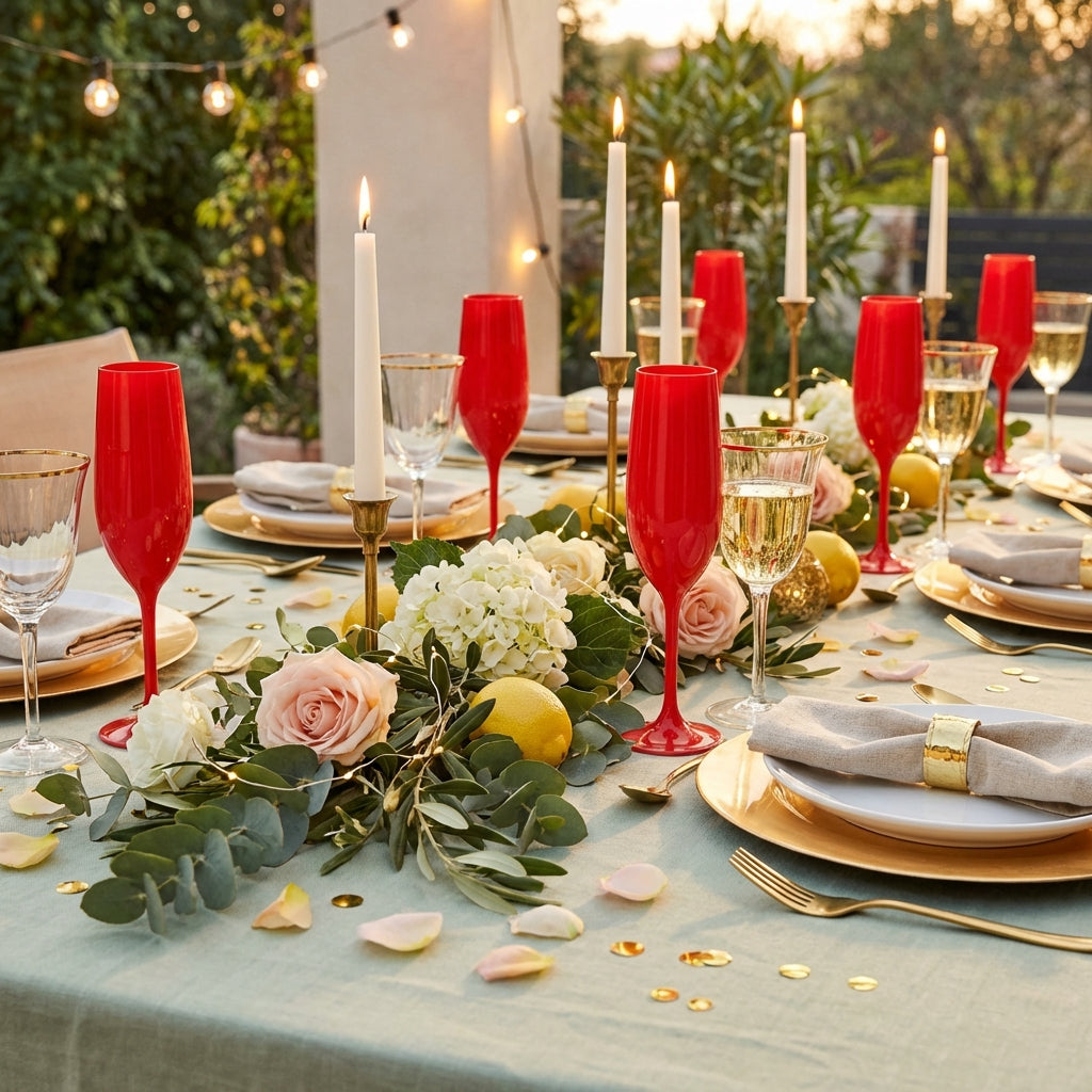 Red Cup Living-5 Oz Red Reusable Plastic Wine Cups with Stem | Shatterproof Goblets for Parties & Events | Dishwasher Safe Drinkware