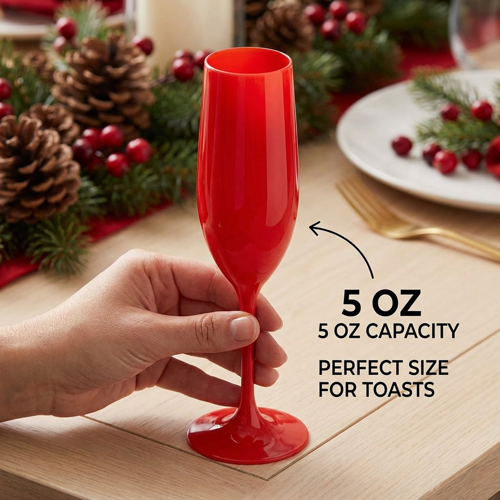 Red Cup Living-5 Oz Red Reusable Plastic Wine Cups with Stem | Shatterproof Goblets for Parties & Events | Dishwasher Safe Drinkware
