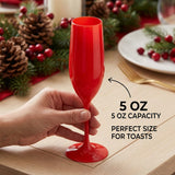 Red Cup Living-5 Oz Red Reusable Plastic Wine Cups with Stem | Shatterproof Goblets for Parties & Events | Dishwasher Safe Drinkware