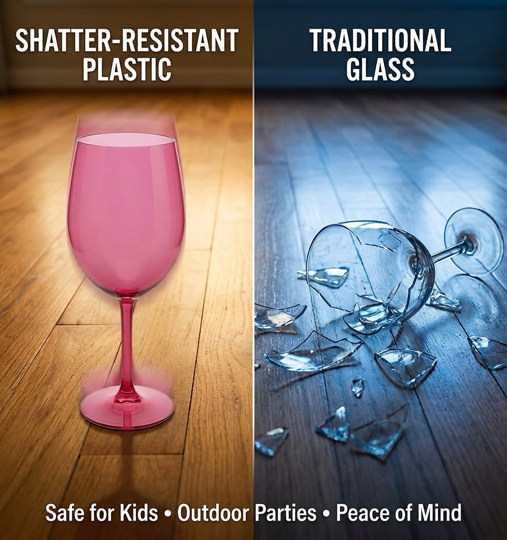 Red Cup Living Plastic Wine Glasses with Stem - 14oz Reusable Shatterproof Wine Cups for Parties, Events & Outdoor