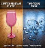 Red Cup Living Plastic Wine Glasses with Stem - 14oz Reusable Shatterproof Wine Cups for Parties, Events & Outdoor